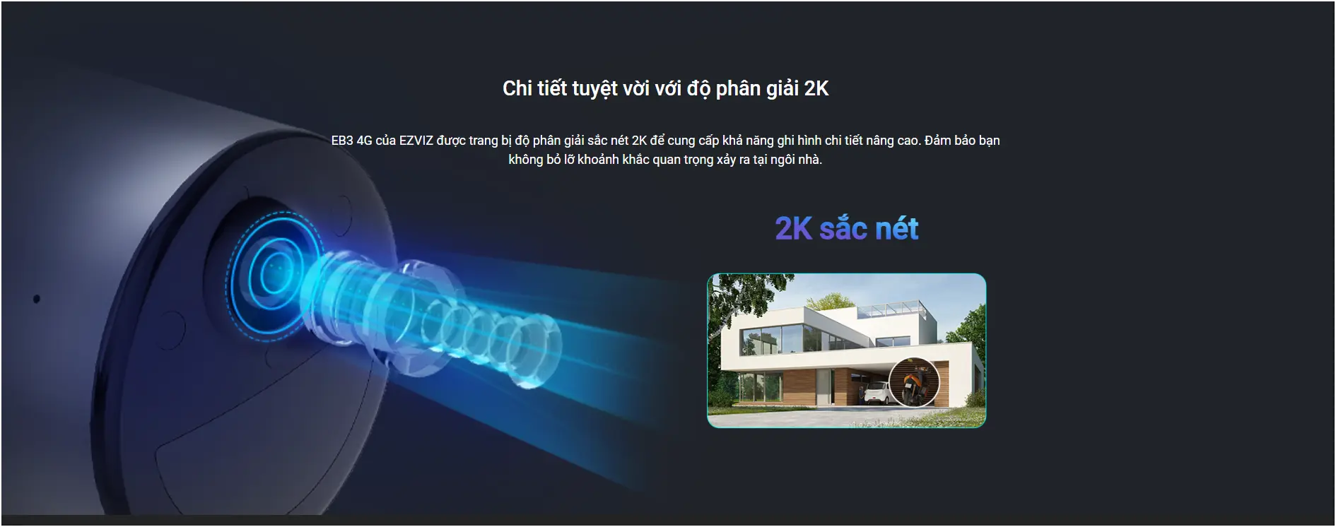 Camera EZVIZ EB3 4G 2K 3MP Sử dụng Pin WIFI