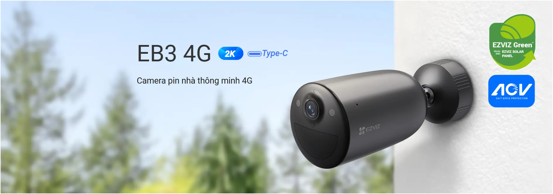 Camera WIFI EZVIZ EB3 4G 2K 3MP Sử dụng Pin