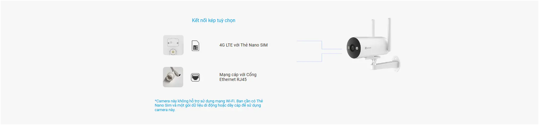 Camera WIFI Ngoài Trời EZVIZ H5 4G 2K