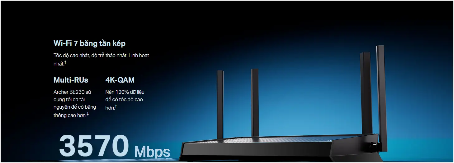 Router WIFI 7 TP-LINK Archer BE230 Băng Tần Kép