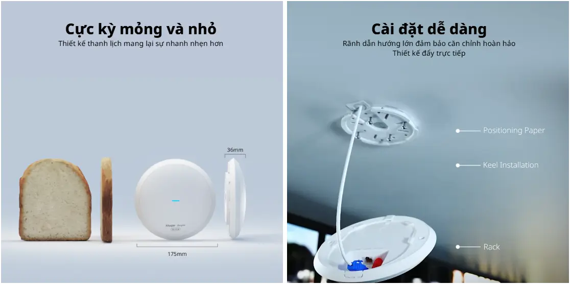 Bộ Phát WIFI RUIJIE REYEE RG-RAP62 Ốp Trần WIFI 6