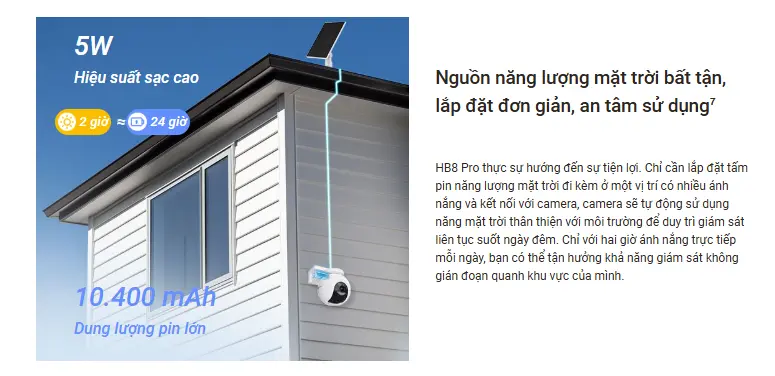 Camera EZVIZ HB8 Pro Kit 4K 8.0MP năng lượng mặt trời