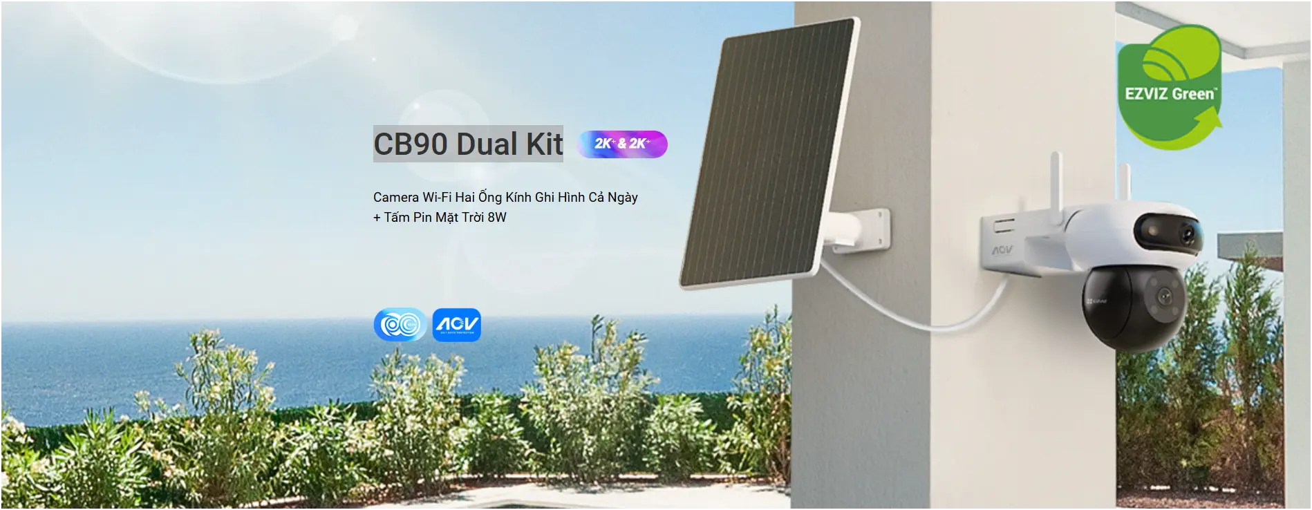 Camera wifi EZVIZ CB90 Dual Kit 2 Mắt Năng Lượng Mặt Trời