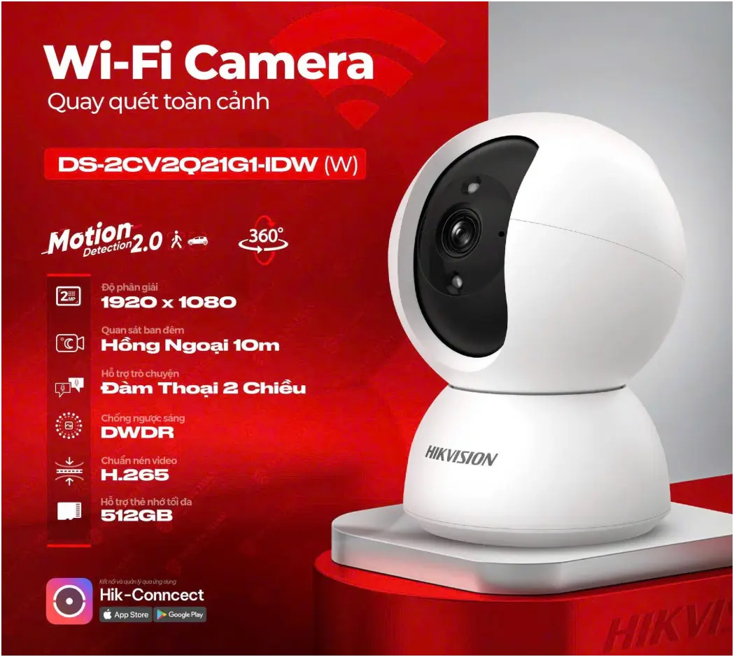 Camera WiFi Trong Nhà HIKVISION DS-2CV2Q21G1-IDW (W) 2.0MP