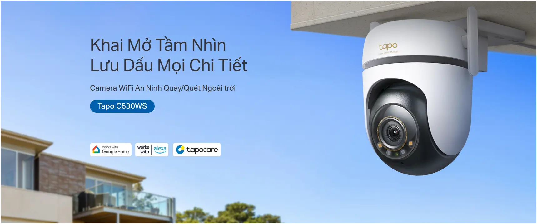 Camera WIFI TP-LINK TAPO C530WS 3K 5MP Ngoài Trời Quay Quét 360° Tầm Nhìn Màu AI